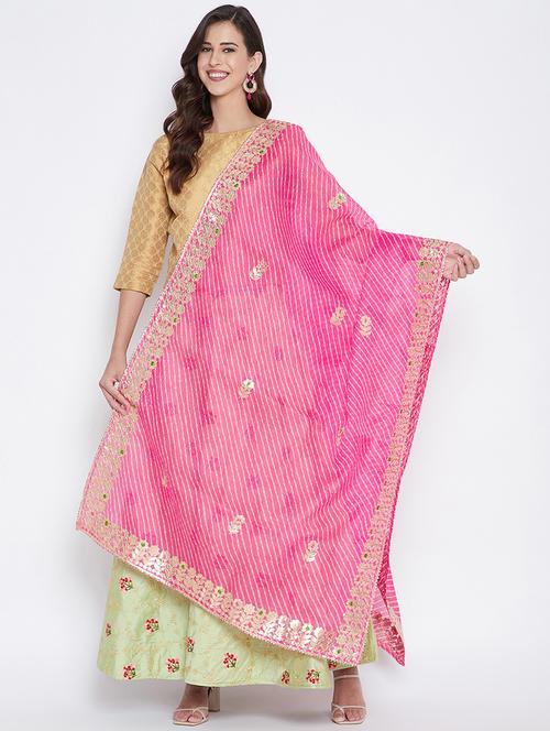 pink cotton blend dupatta - 17965581 - Standard Image - 0