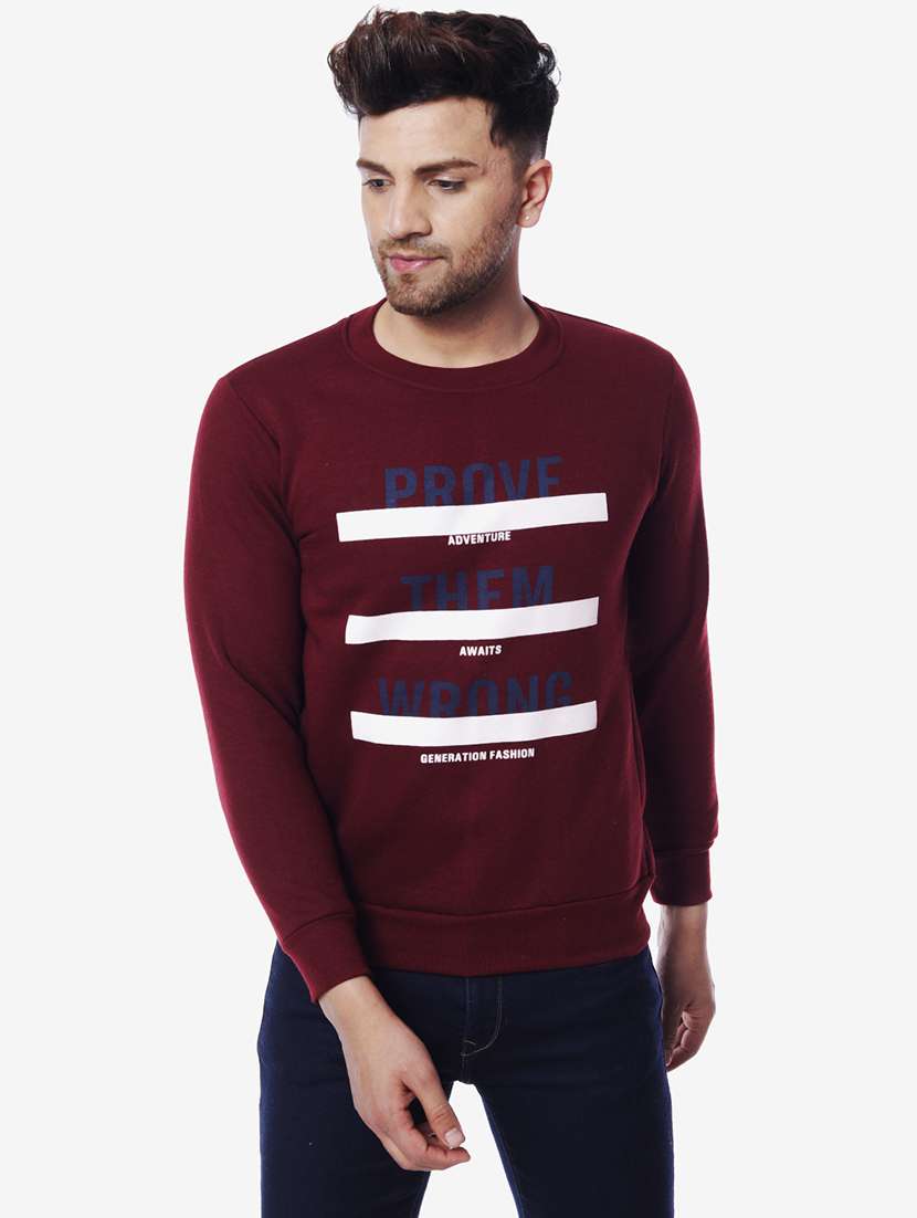 maroon printed sweatshirt - 17967296 -  Zoom Image - 0