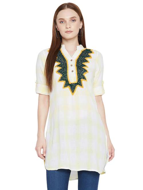 yellow checkered regular tunic - 17968213 -  Standard Image - 0