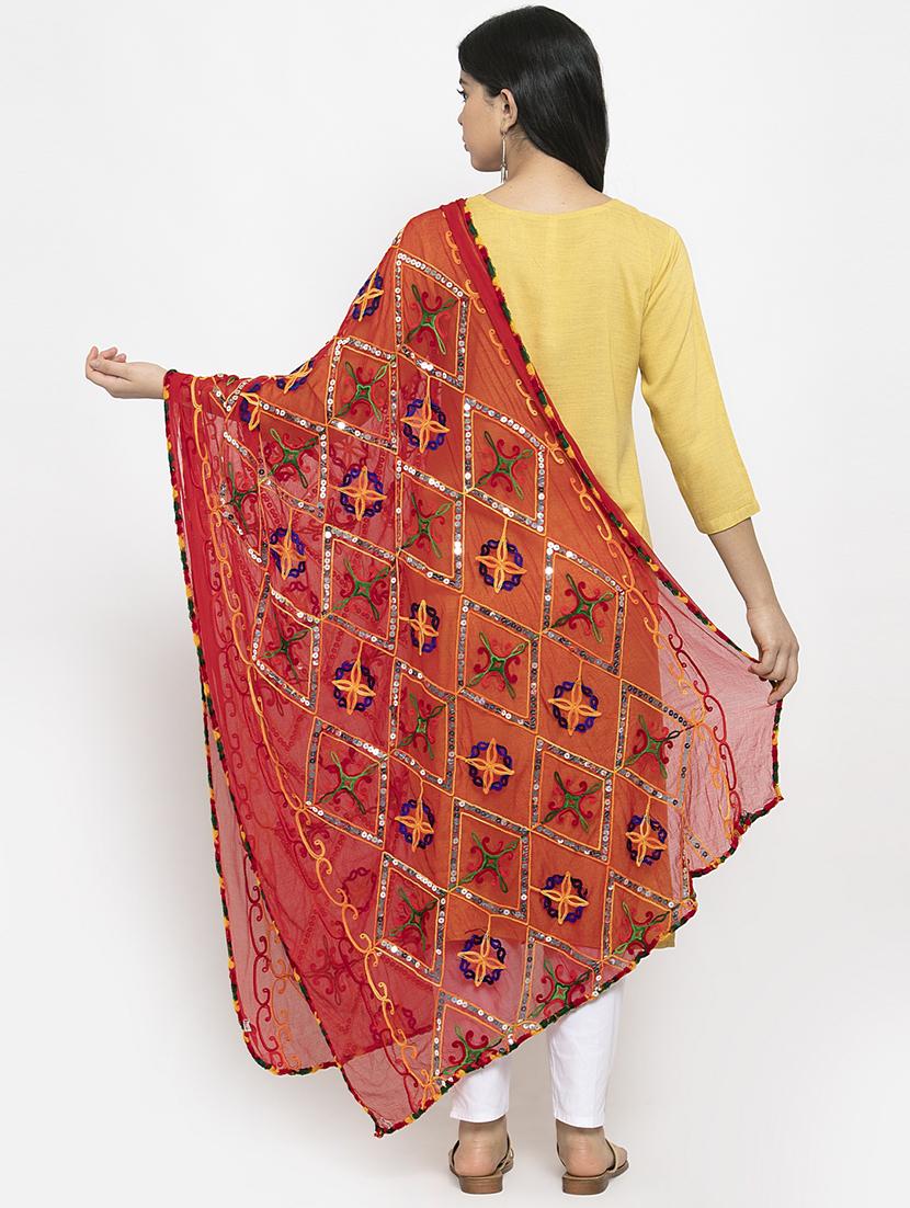 orange poly chiffon dupatta - 17968517 - Standard Image - 2