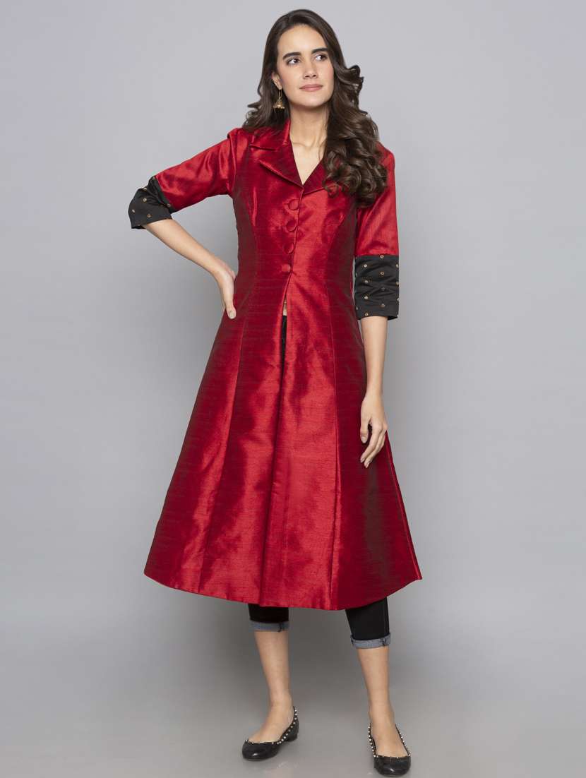 solid a-line kurta - 17968556 -  Standard Image - 2
