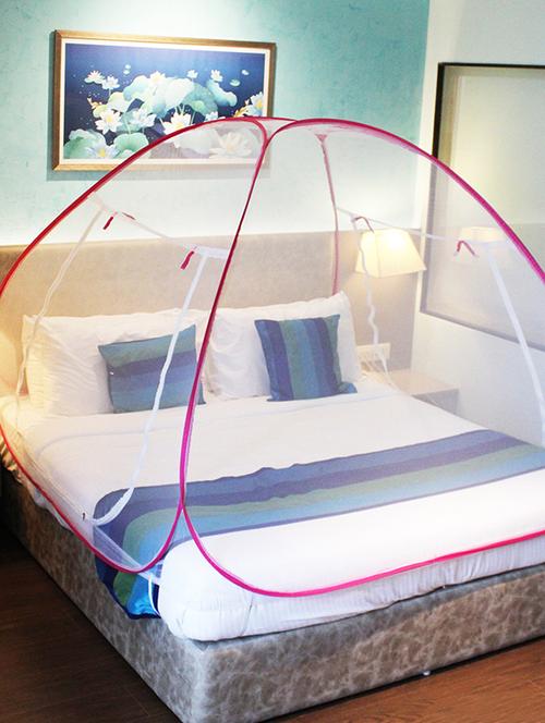 silver shine pink mosquito net foldable double bed net king size - 17968583 - Standard Image - 0