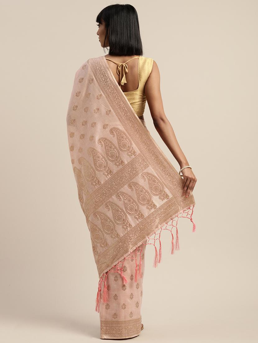 pink silk blend banarasi saree with blouse - 17969052 - Standard Image - 2