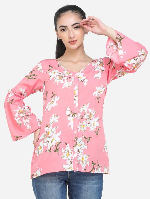 bell sleeved floral top  - 17969236 -  Standard Image - 0