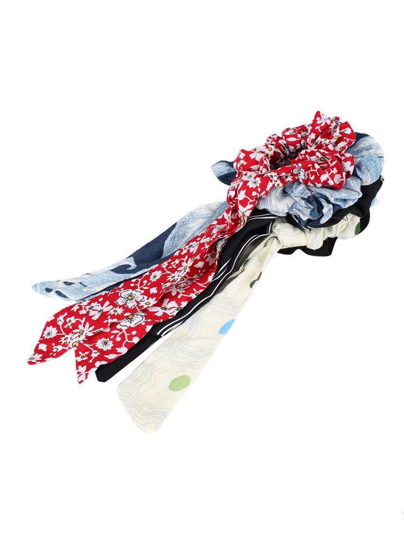 Set Of 5 Multi Colored Printed Scrunchies