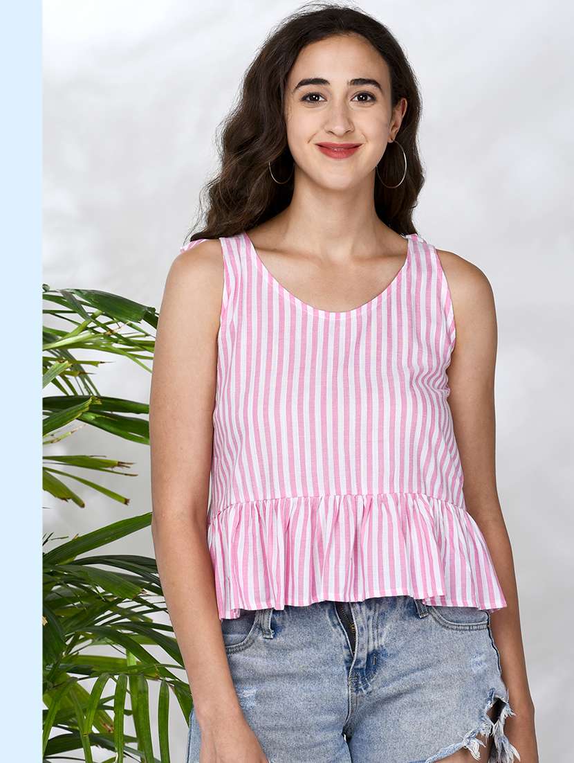 women's peplum round neck top