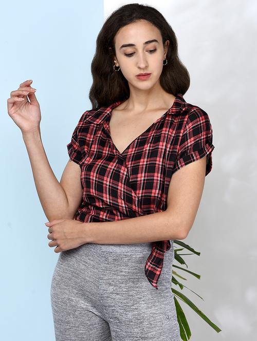 women's wrap collared top - 17970049 - Standard Image - 0