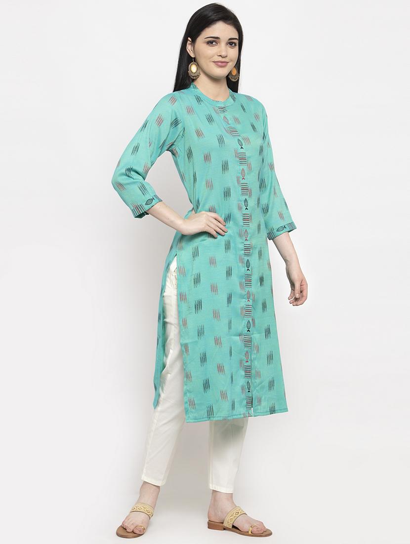 ikat straight kurta - 17970322 - Standard Image - 2