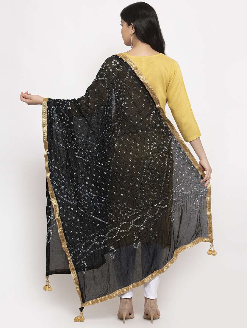 black silk blend dupatta - 17970356 - Standard Image - 2