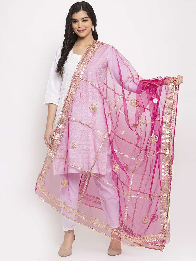 magenta net dupatta