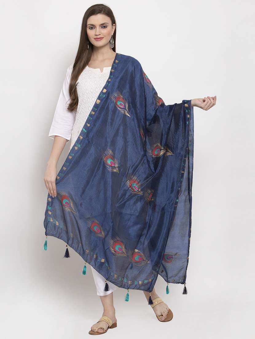 navy silk dupatta