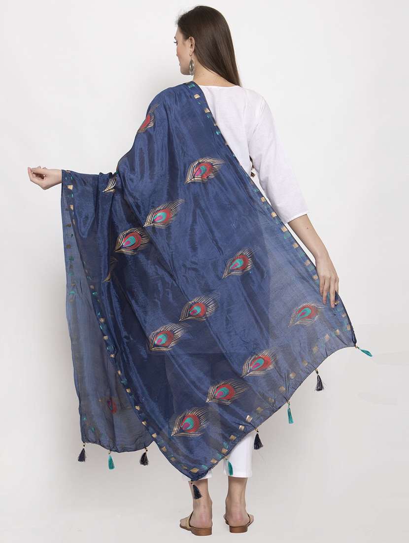 navy silk dupatta - 17970384 -  Standard Image - 2