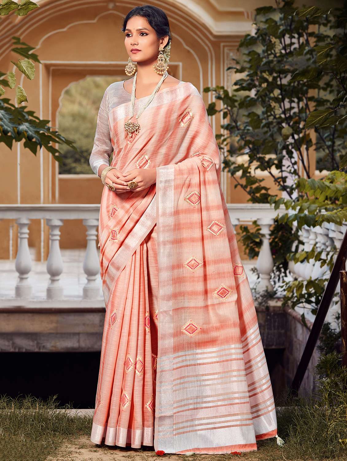 women's embroidered saree with blouse