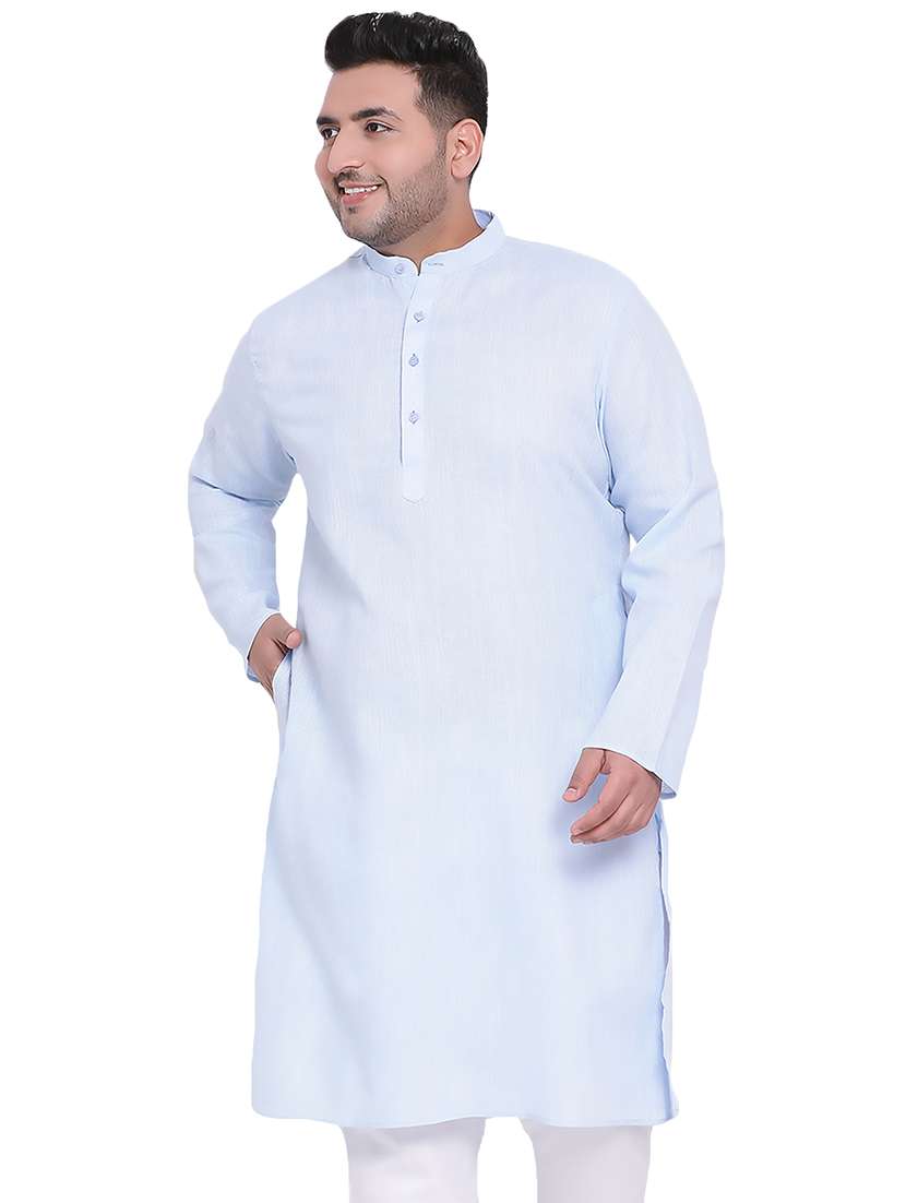 blue solid long kurta