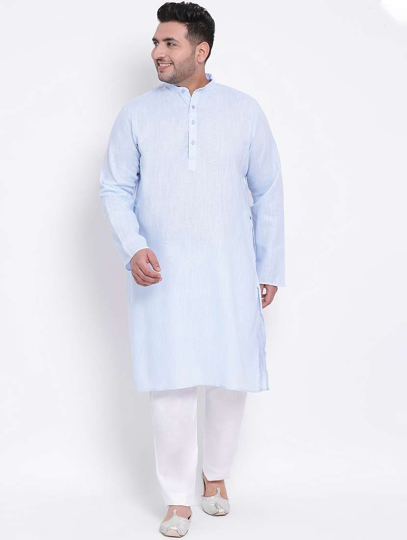 light blue solid kurta pyjama ethnic wear set