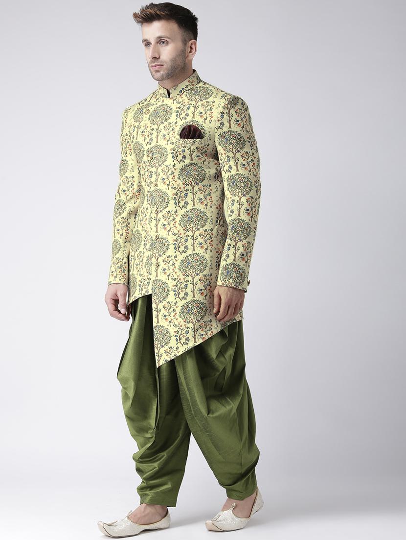 yellow printed dhoti kurta set - 17976351 - Standard Image - 2