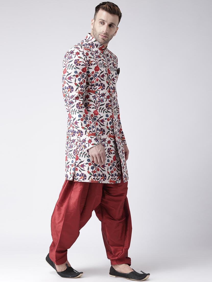 off white printed dhoti kurta set - 17976352 - Standard Image - 2