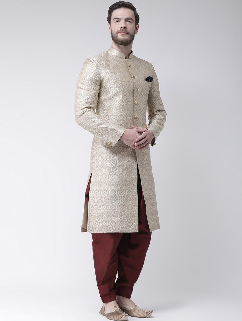 off white jacquard sherwani set - 17976357 -  Standard Image - 2