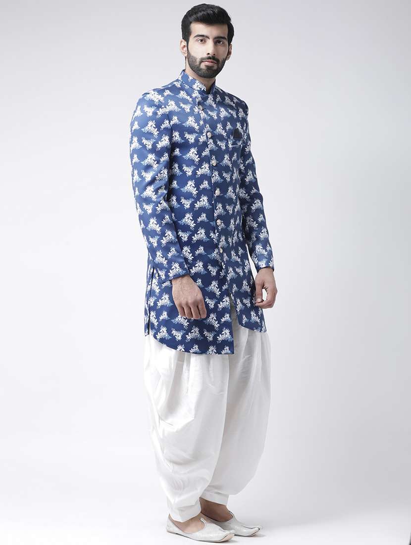 blue printed sherwani set - 17976384 -  Standard Image - 2