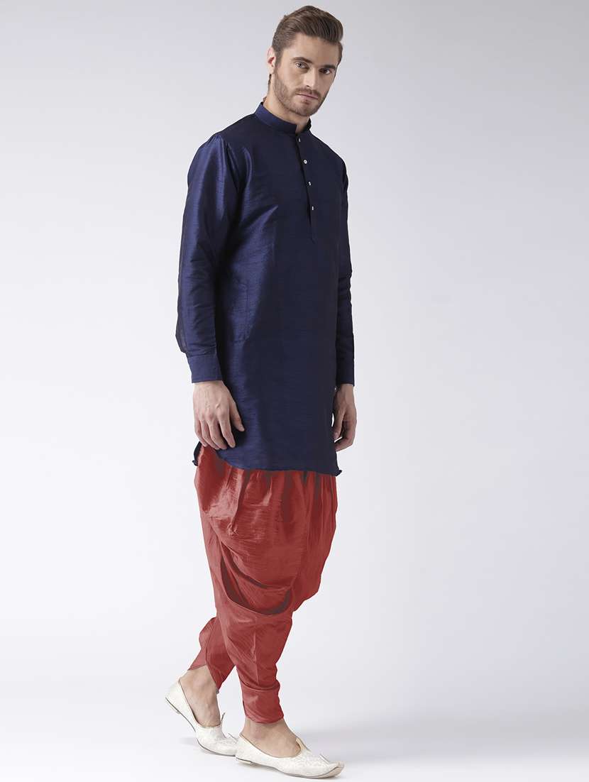navy blue solid dhoti kurta set - 17976471 - Standard Image - 2