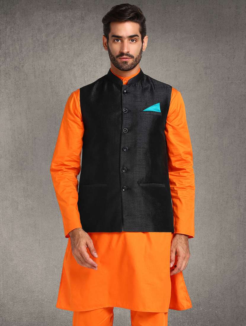 black solid nehru jacket