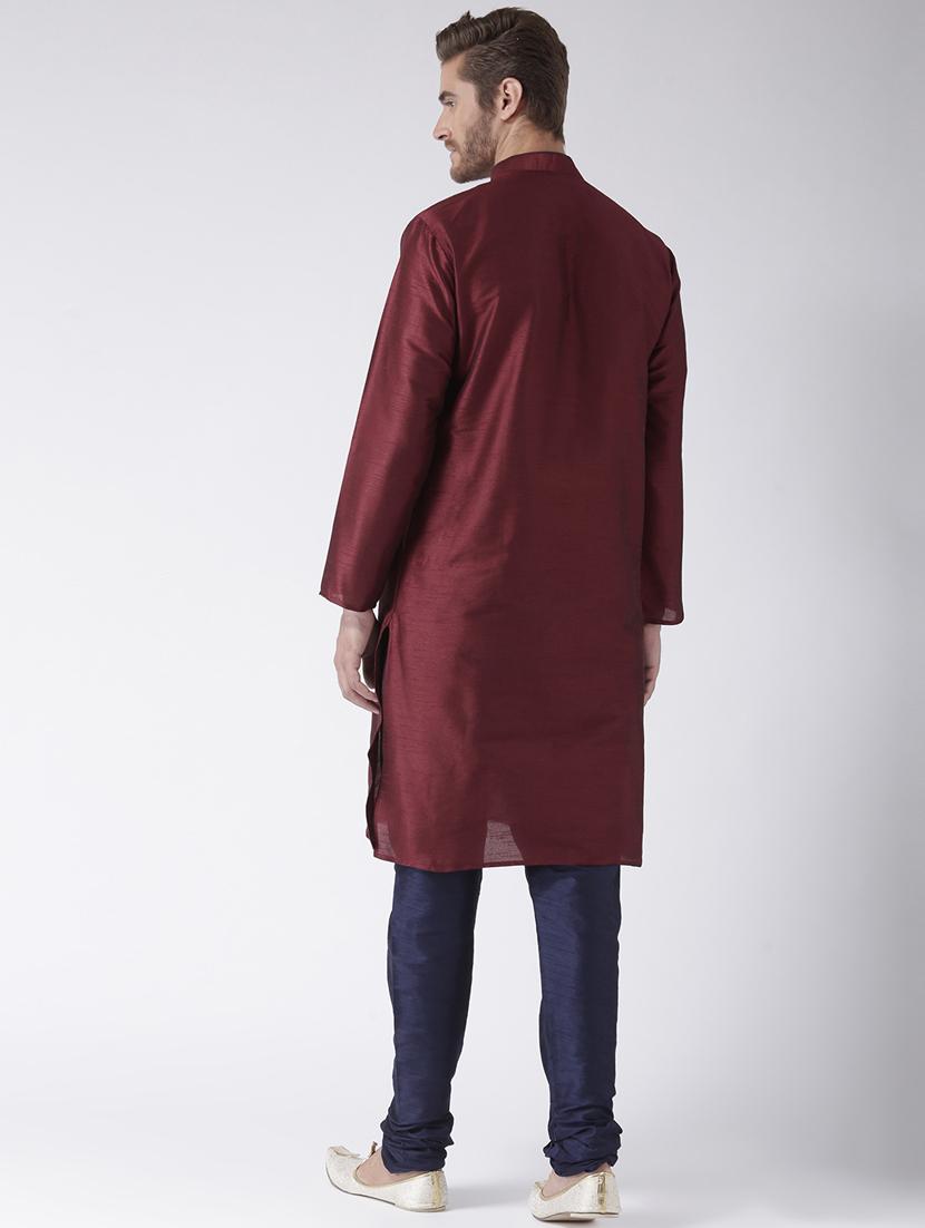 maroon solid kurta pyjama set - 17976494 - Standard Image - 2