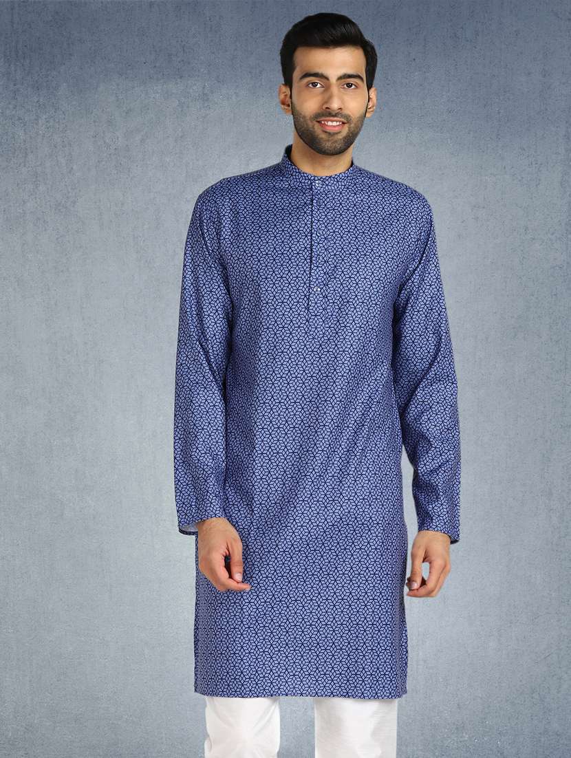 blue printed long kurta