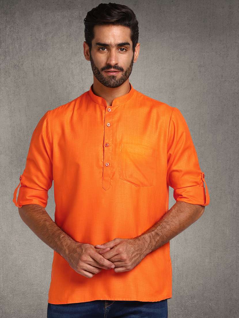 orange solid short  kurta