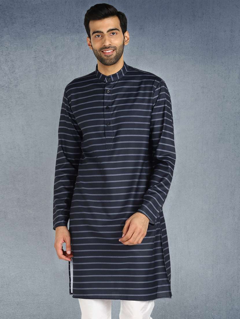 navy blue printed long kurta