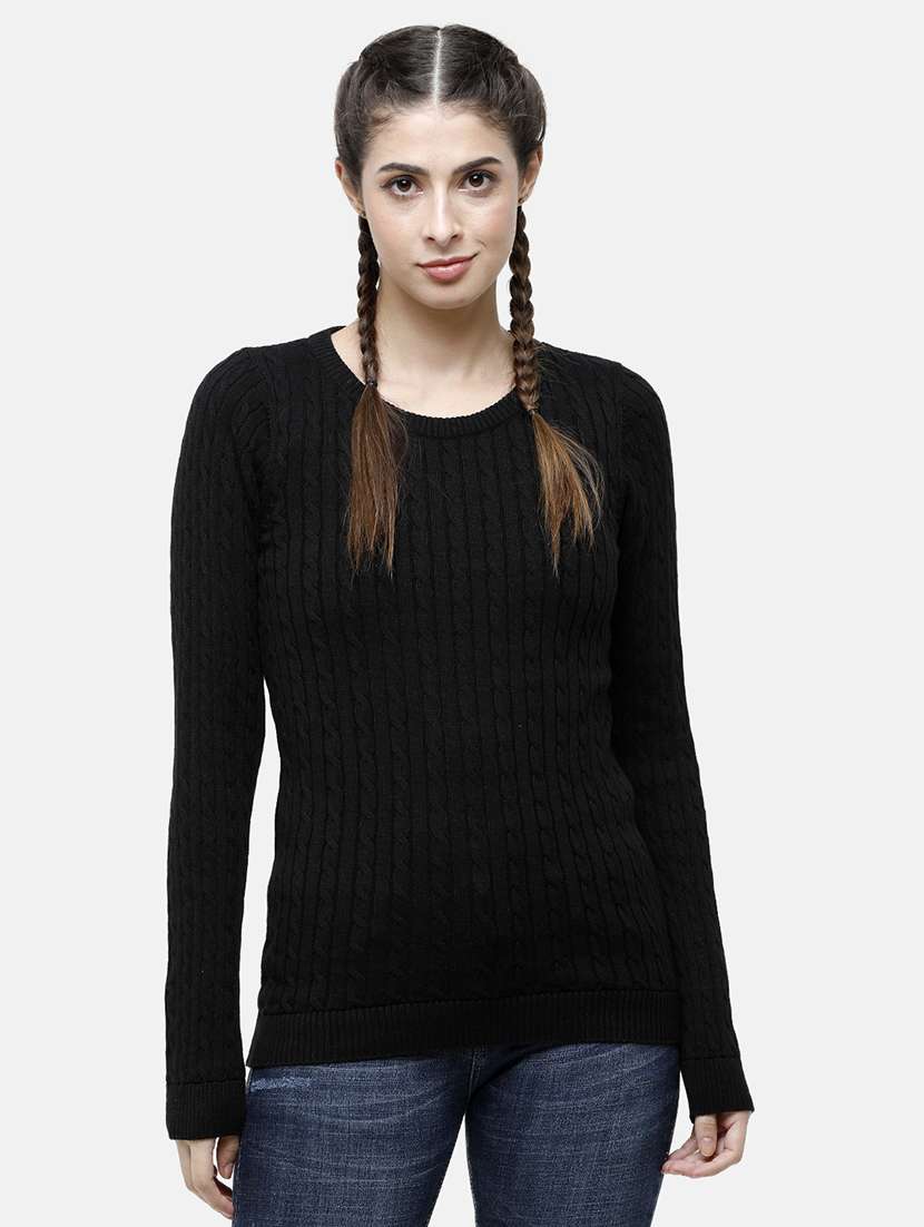 round neck solid pullover