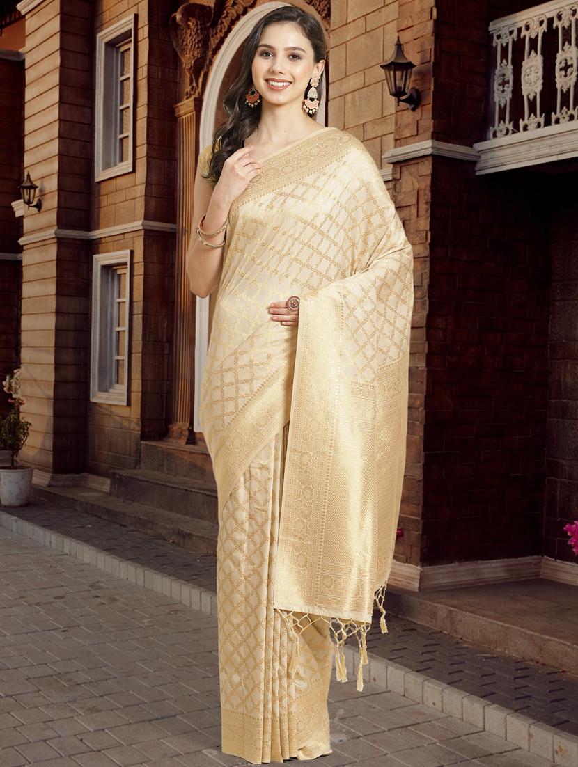 self design woven saree with blouse