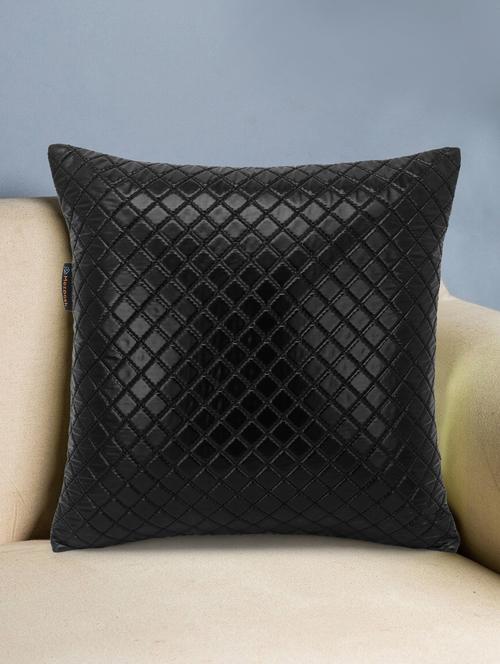 rasta collection by mezposh : glossy black polyester harlequin quilted cushion cover (16x16in) - 17977653 -  Standard Image - 0