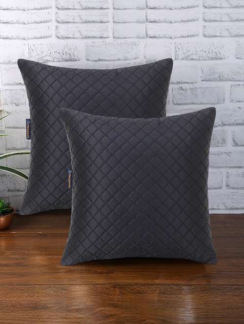 rasta collection by mezposh : black satin harlequin quilted cushion cover (16x16in)set of 2 - 17977681 -  Standard Image - 0