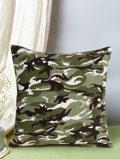 mezposh nomad green & multi cotton canvas camouflage print cushion cover (16"x16") - 17977773 -  Standard Image - 0