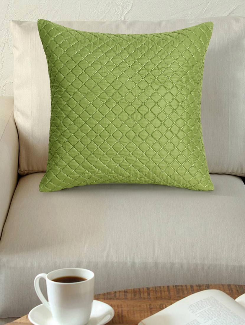 mezposh rasta parrot green polyester checked quilted cushion cover (16"x16") - 17977786 -  Zoom Image - 0
