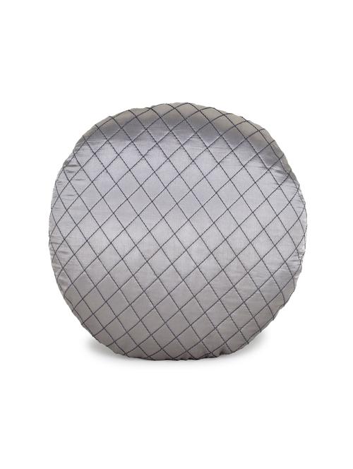 mezposh rasta grey satin (polyester) checked quilted cushion cover (12") - 17977788 -  Standard Image - 0