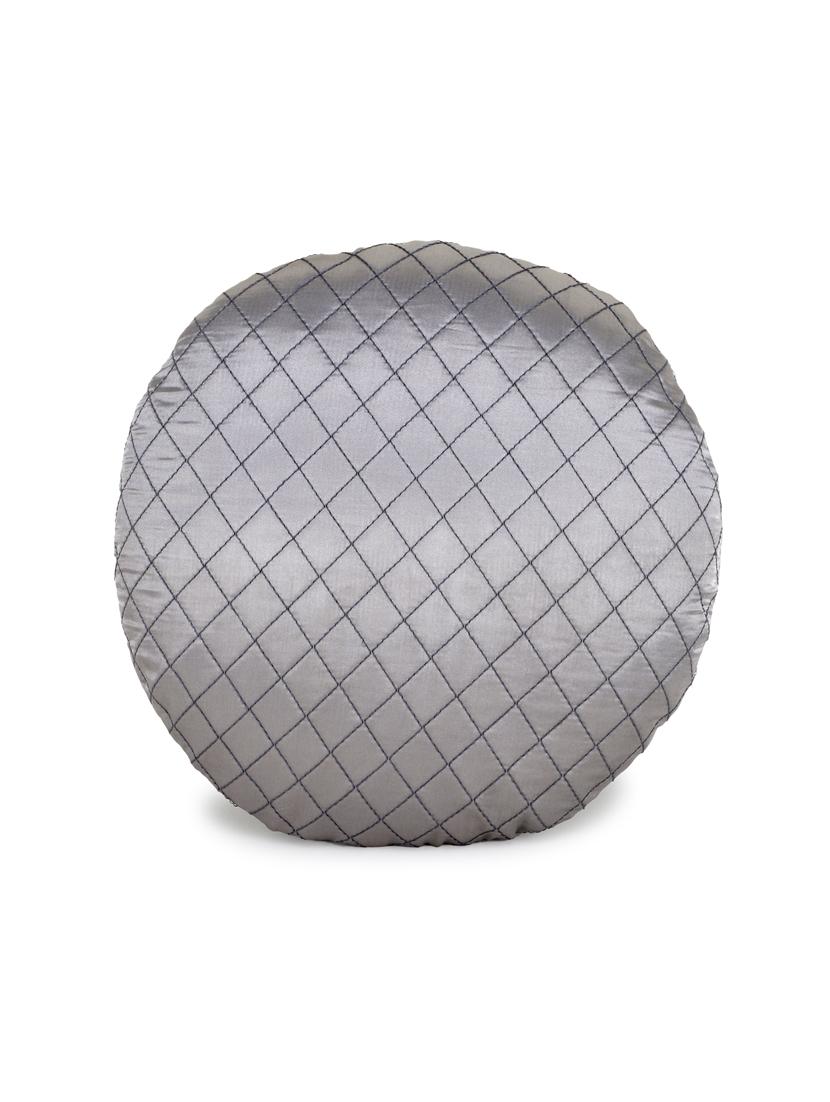 mezposh rasta grey satin (polyester) checked quilted cushion cover (12") - 17977788 -  Zoom Image - 0
