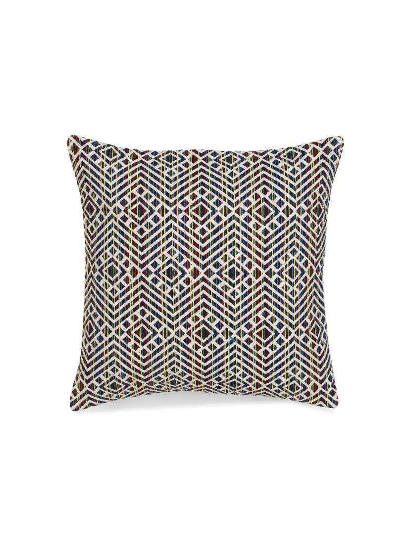 Mezposh Acoustic Natural & Multi Cotton Jacquard Textured Cushion Cover (16"X16")