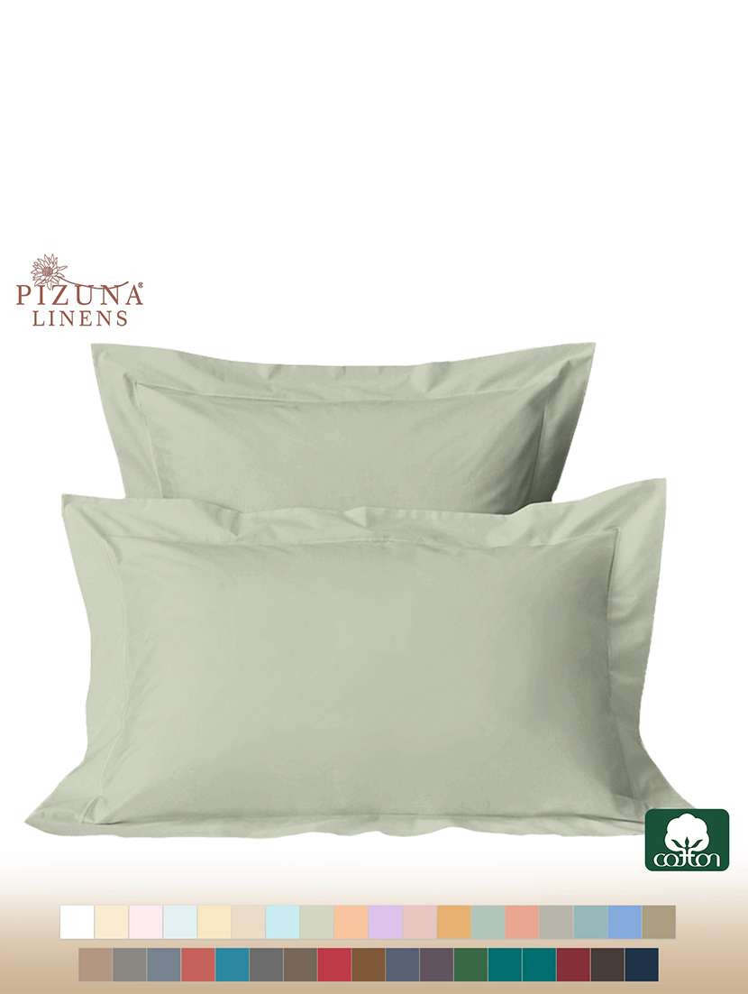 pizuna cotton 400 thread count standard pillowcases light sage