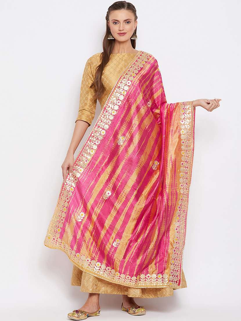 pink silk blend dupatta