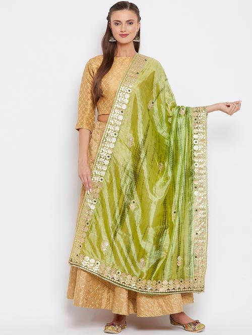 green silk blend dupatta - 17980669 - Standard Image - 0