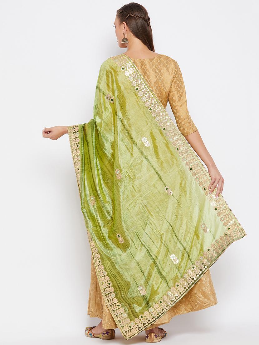 green silk blend dupatta - 17980669 - Standard Image - 2