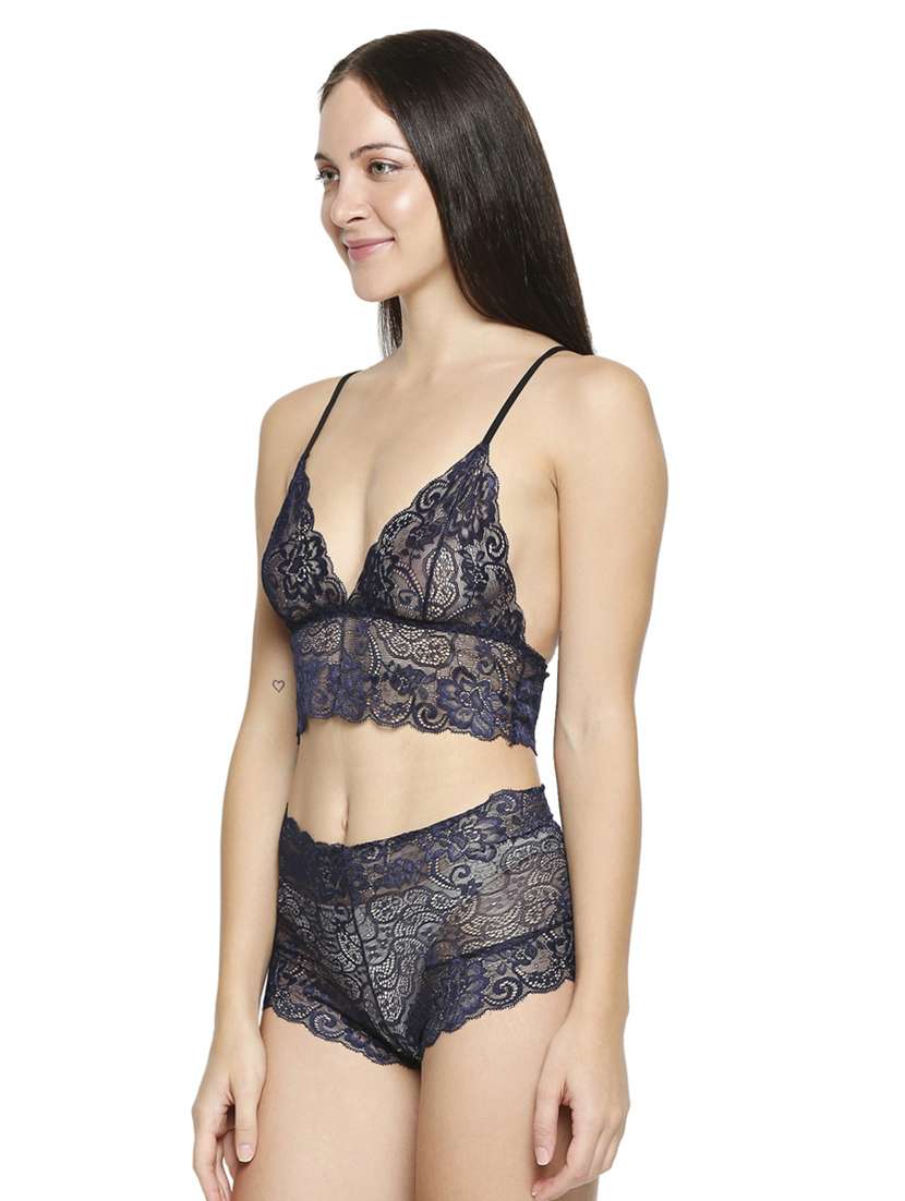 navy blue laced babydoll - 17982782 - Standard Image - 2