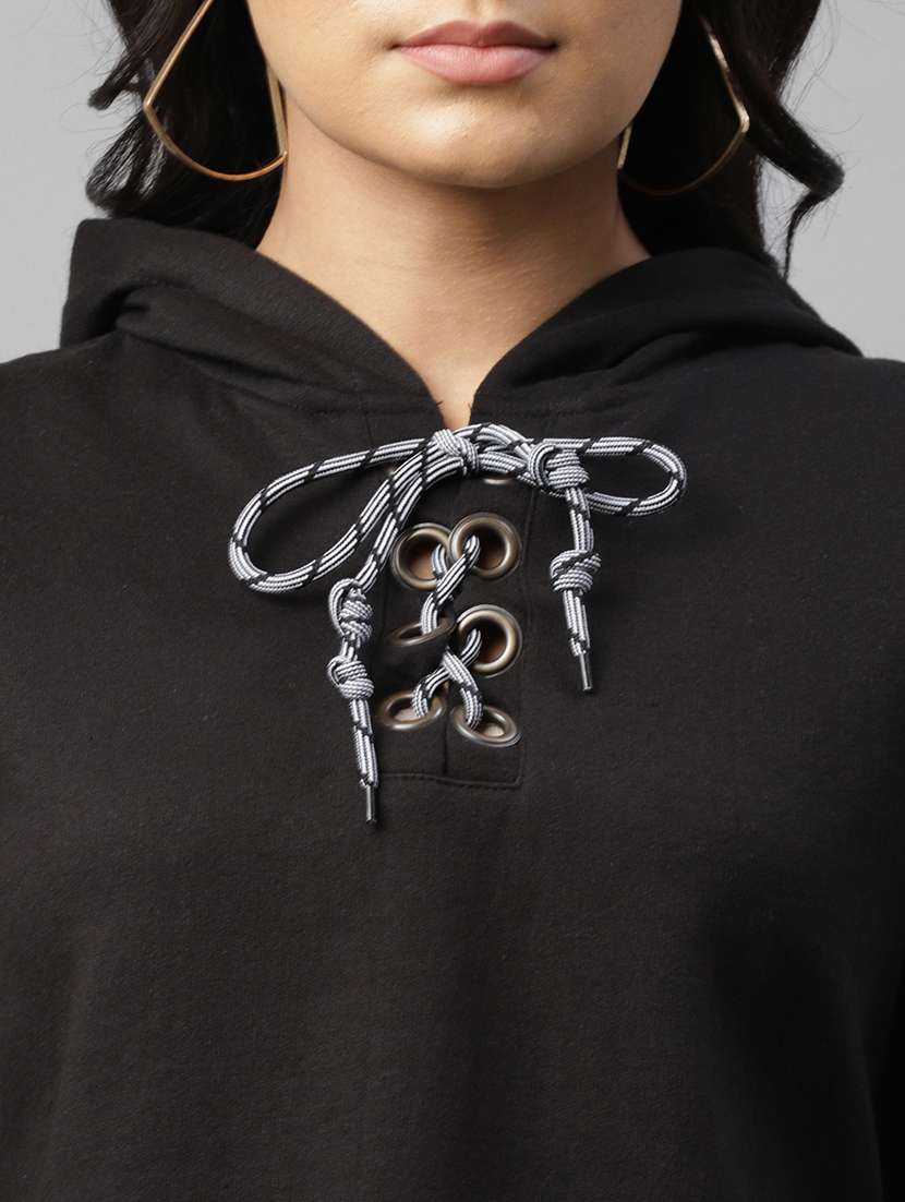 women long sleeved solid hoodies sweatshirt - 17982832 -  Standard Image - 7