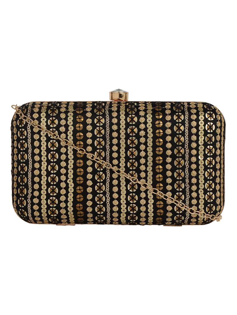 black cotton box clutch