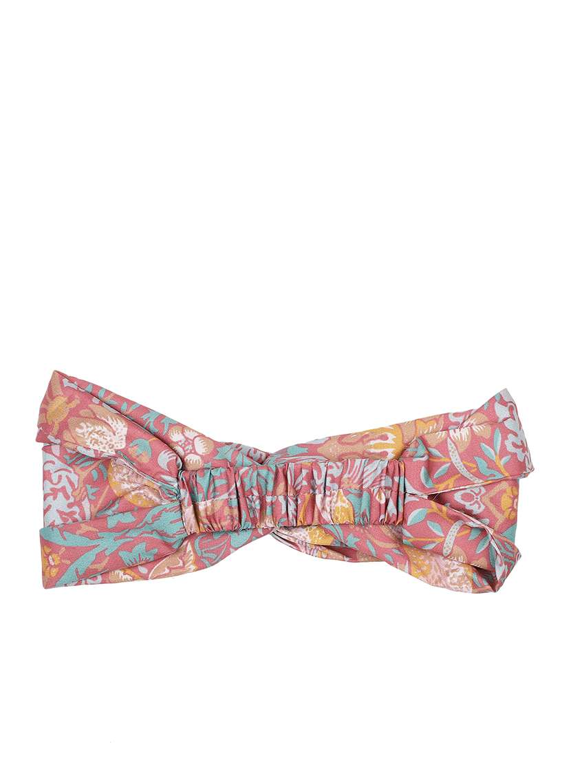 Pink Printed Viscose Headband And Scrunchy Combo Pack