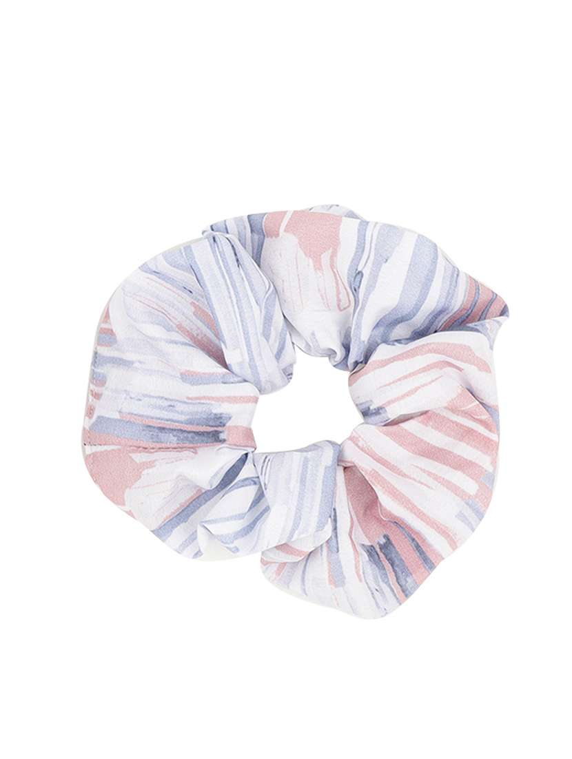 Pink Color Printed Viscose Headband And Scrunchy Combo Pack