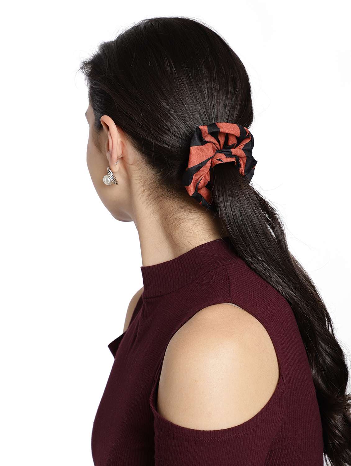 Coral Printed Viscose Headband And Scrunchy Combo Pack