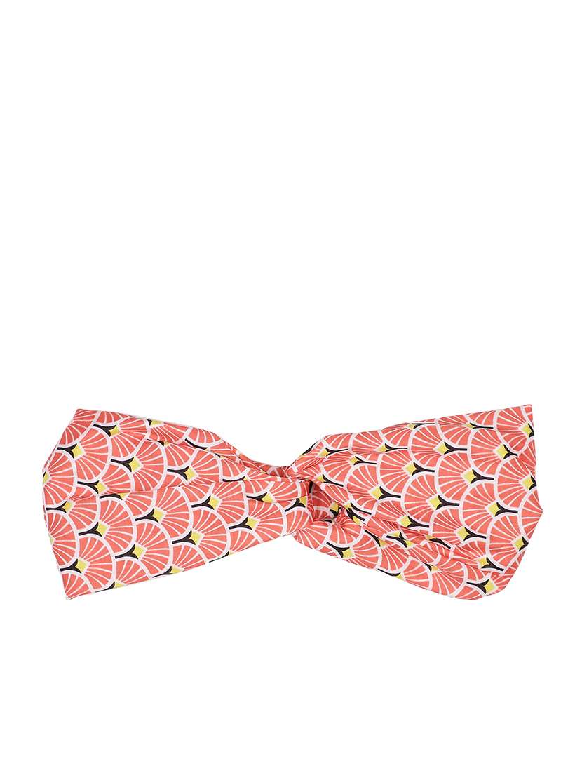 orange printed viscose knot design headband