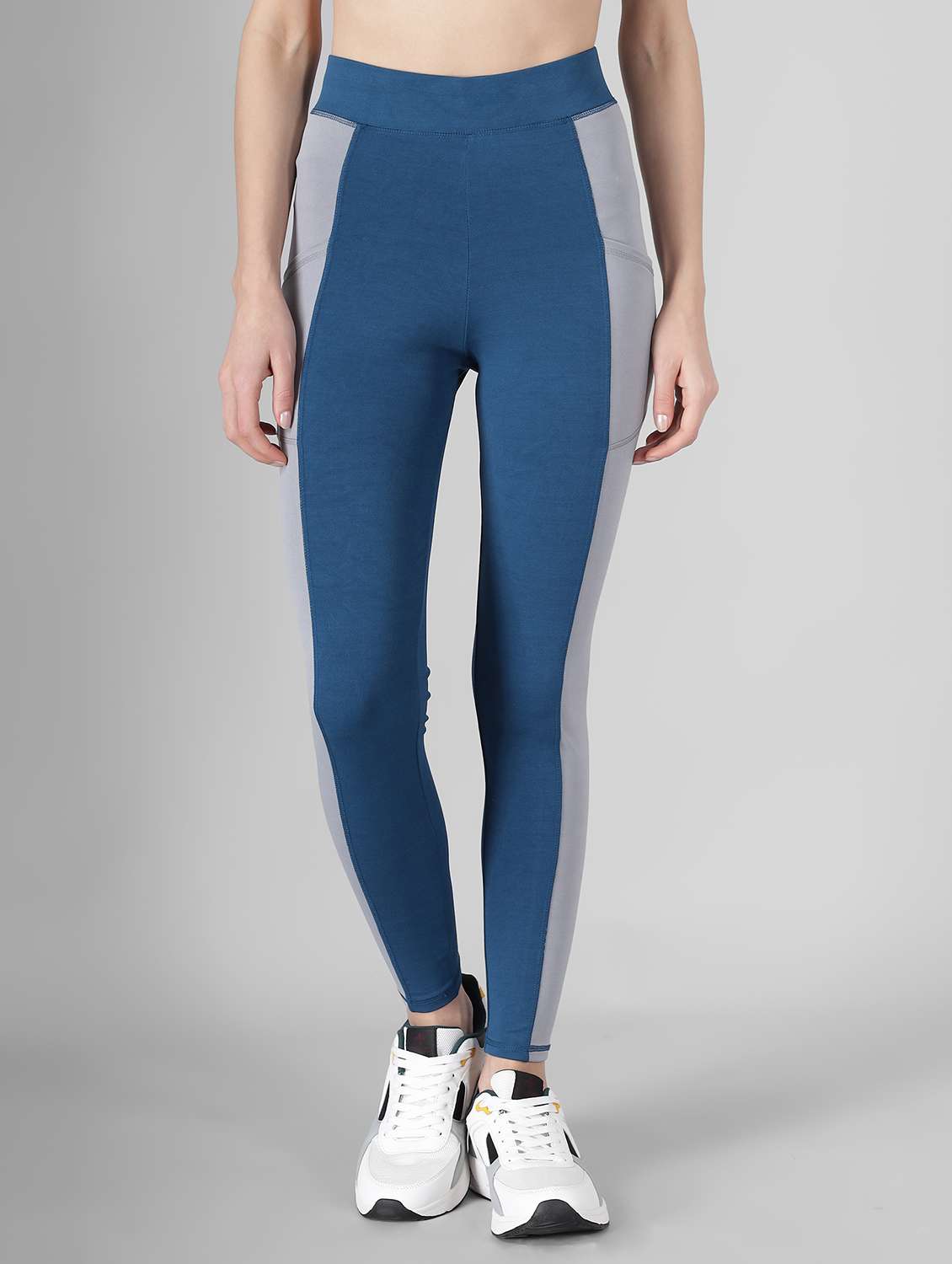 high rise color block track pant